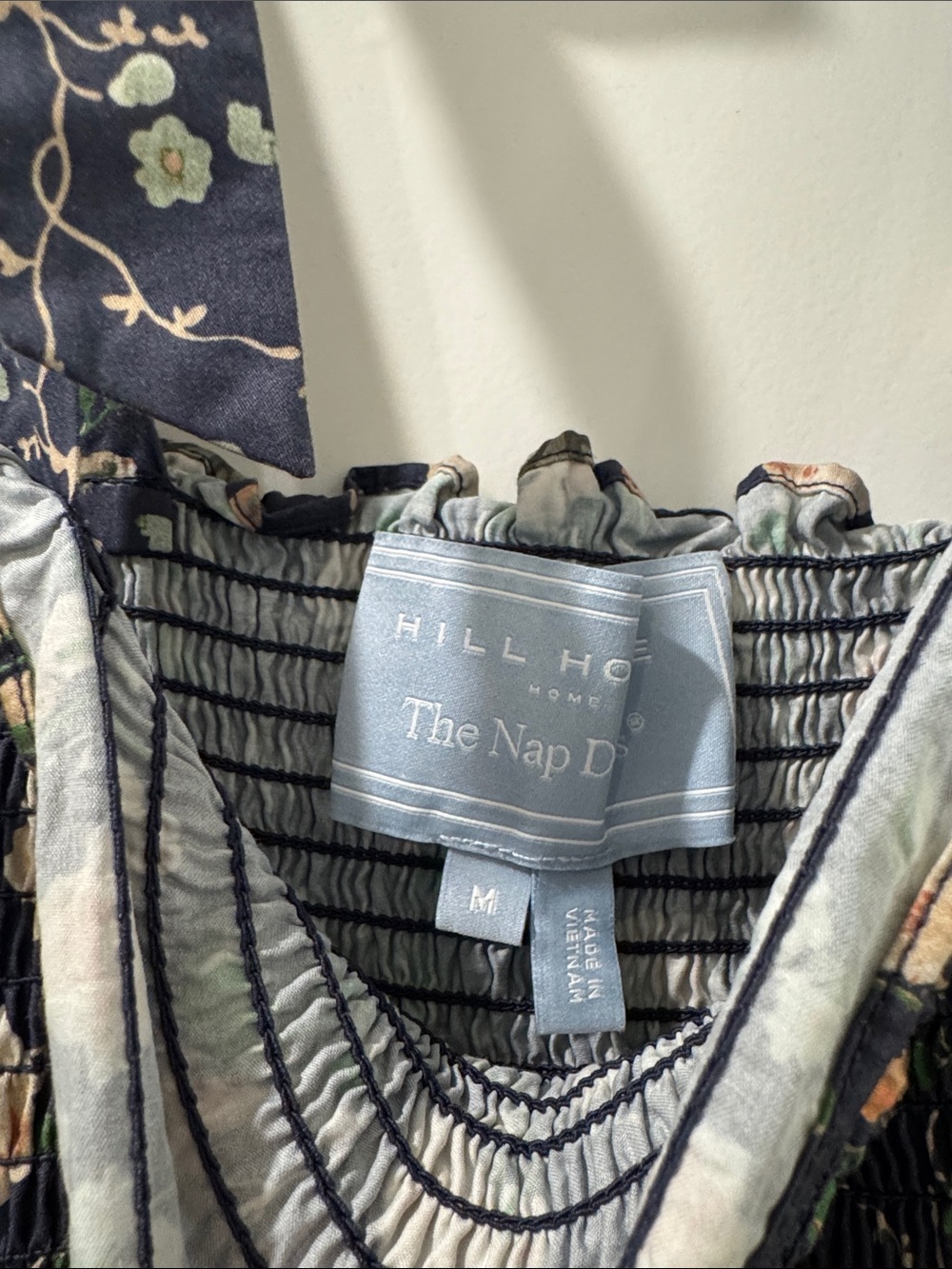 Hill House Charlotte Ribbon Nap Dress Floral Tie-Strap Mini in Bluebonnet Navy - Picture 3 of 3